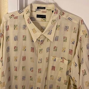 Riscatto 4X Button Front Short Sleeve Shirt Geometric Pattern
